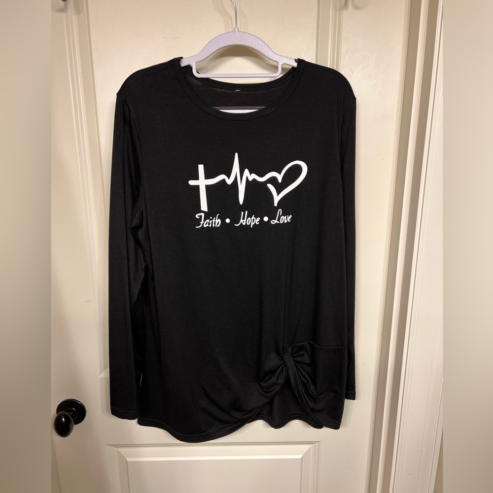#229 NEW Christian Top Color Black and White Size Large